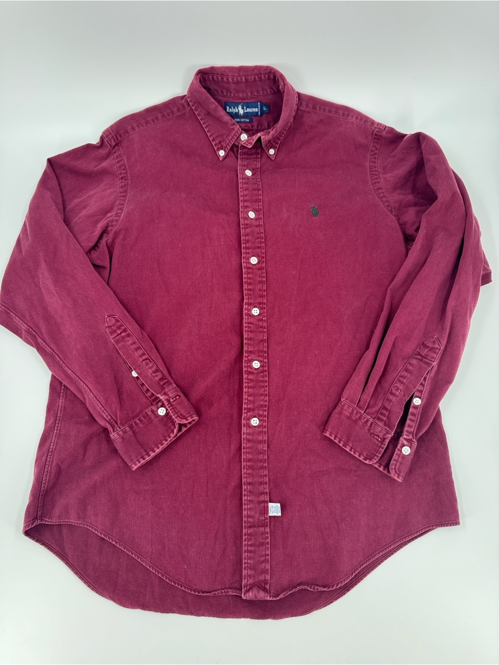 Ralph Lauren Men's Button-Down Shirt - Burgundy Size L 100% Cotton